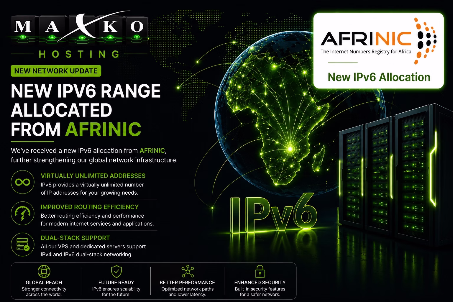 NEW IPV6 RANGE ALLOCATED FROM AFRINIC