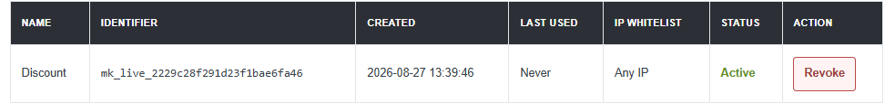 Revoke a MAXKO Hosting API credential