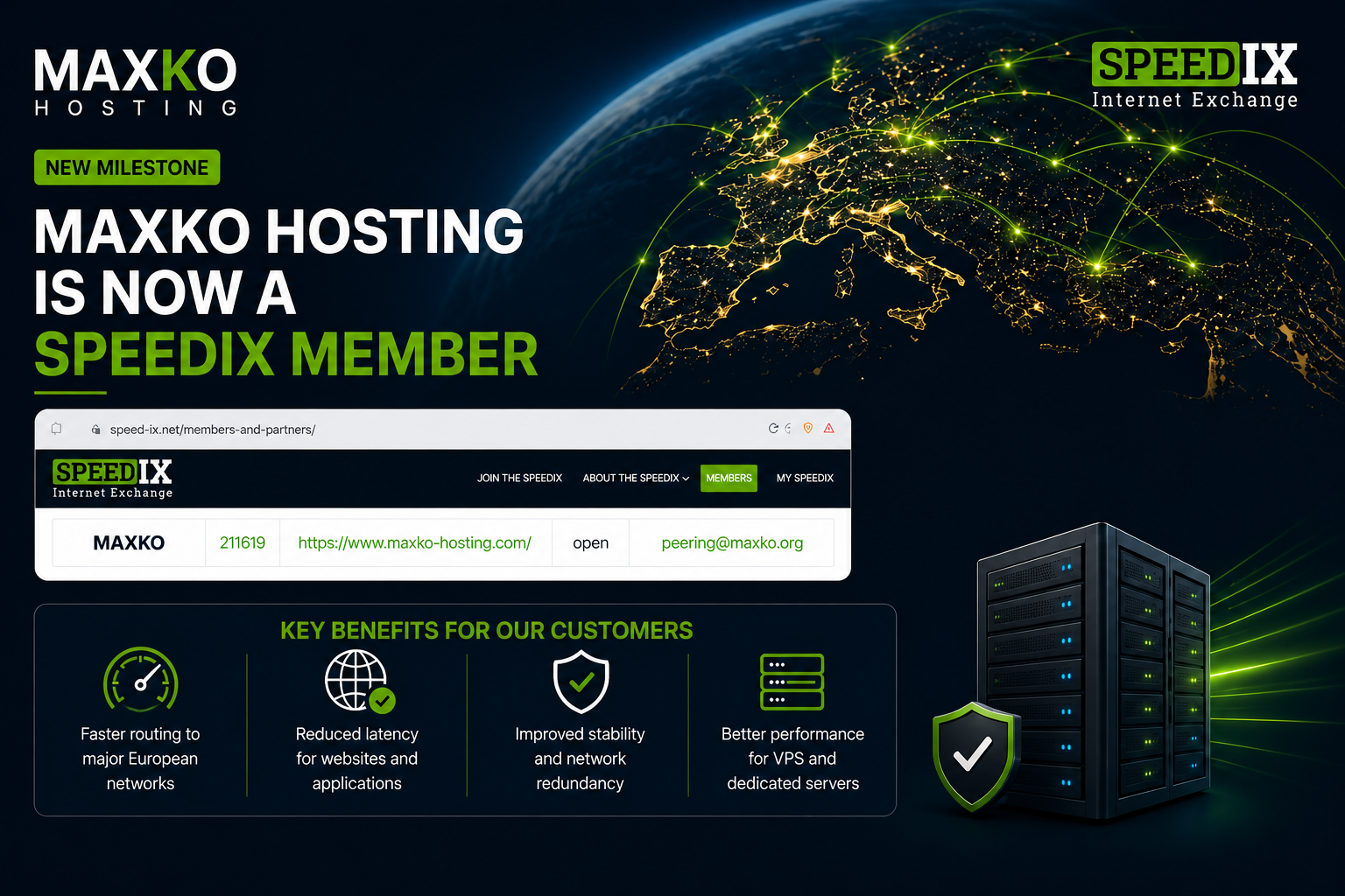 MAXKO Hosting is now a SpeedIX Member