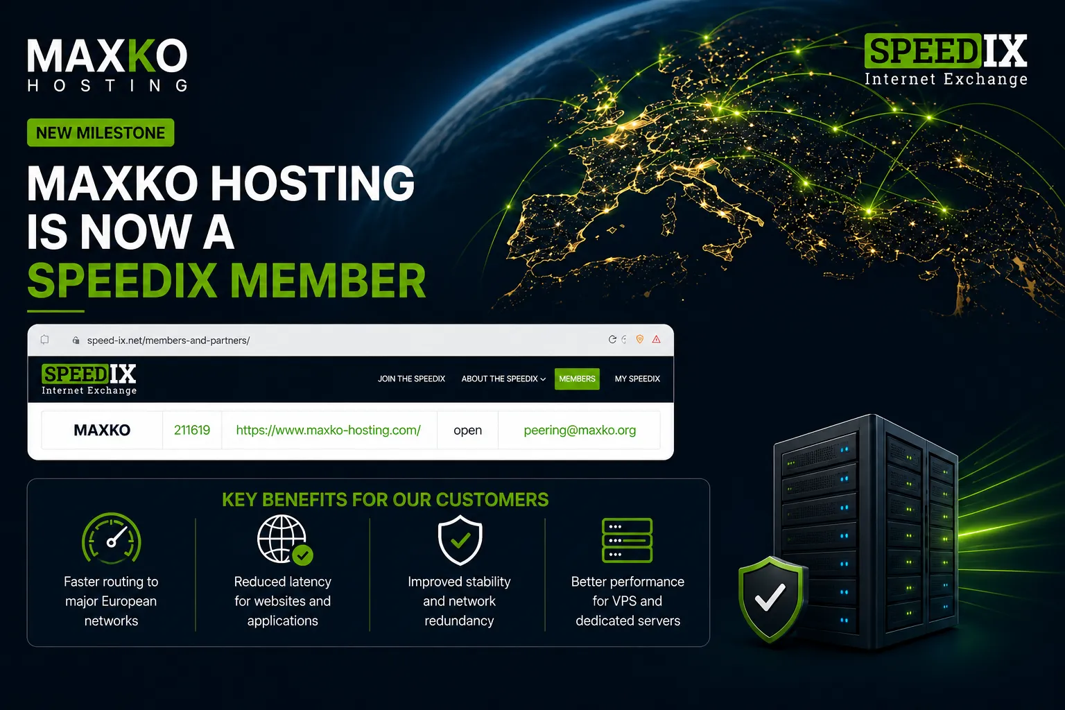 MAXKO Hosting is now a SpeedIX Member