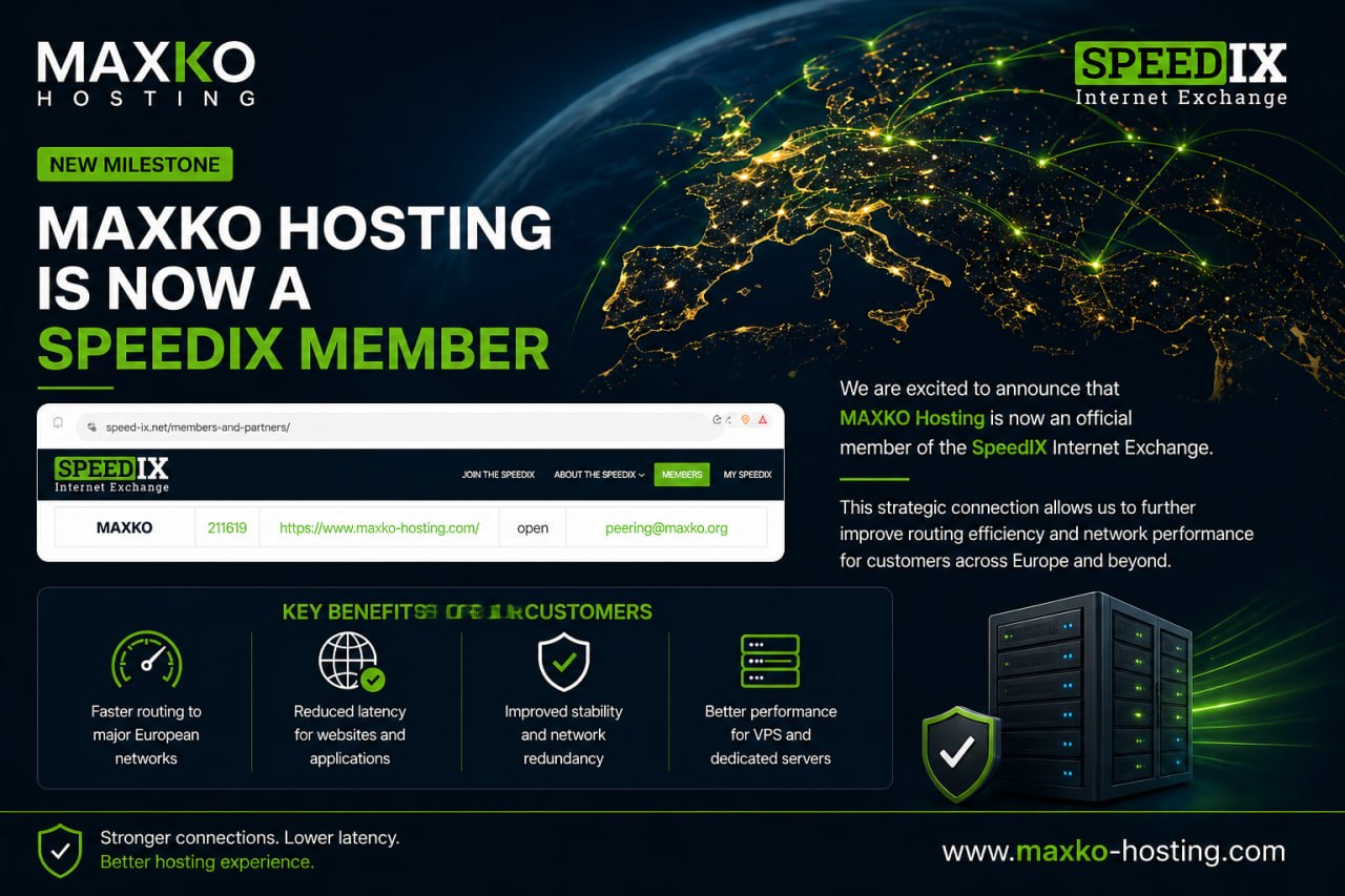 MAXKO Hosting is now a SpeedIX Member